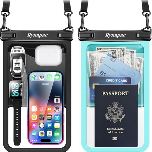 [Up to 10"] Large Waterproof Phone Pouch Bag - 2 Pack IPX8 Waterproof Phone Case for iPhone 17 16 15 Pro Max Galaxy S25 S24 Ultra, Touchscreen & Underwater Photography, Beach Cruise Travel Essentials