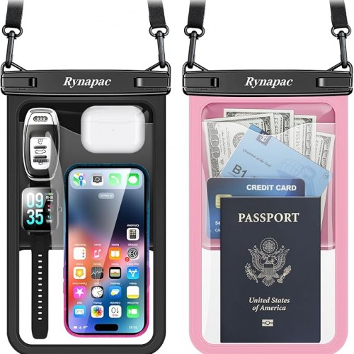 [Up to 10"] Large Waterproof Phone Pouch Bag - 2 Pack IPX8 Waterproof Phone Case for iPhone 17 16 15 Pro Max Galaxy S25 S24 Ultra, Touchscreen & Underwater Photography, Beach Cruise Travel Essentials